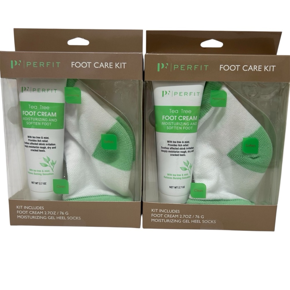 Set(2) Perfit Foot Care Kit Moisturizing Gel Foot Cream Heel Socks Tea Tree Gift